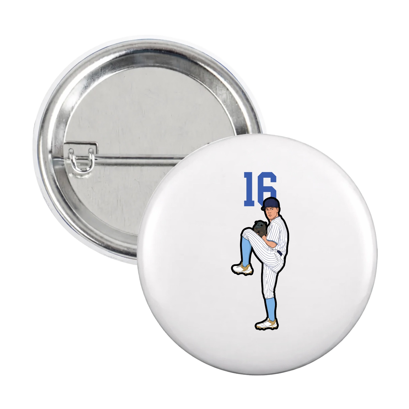 Game Day Button — Number Top in White