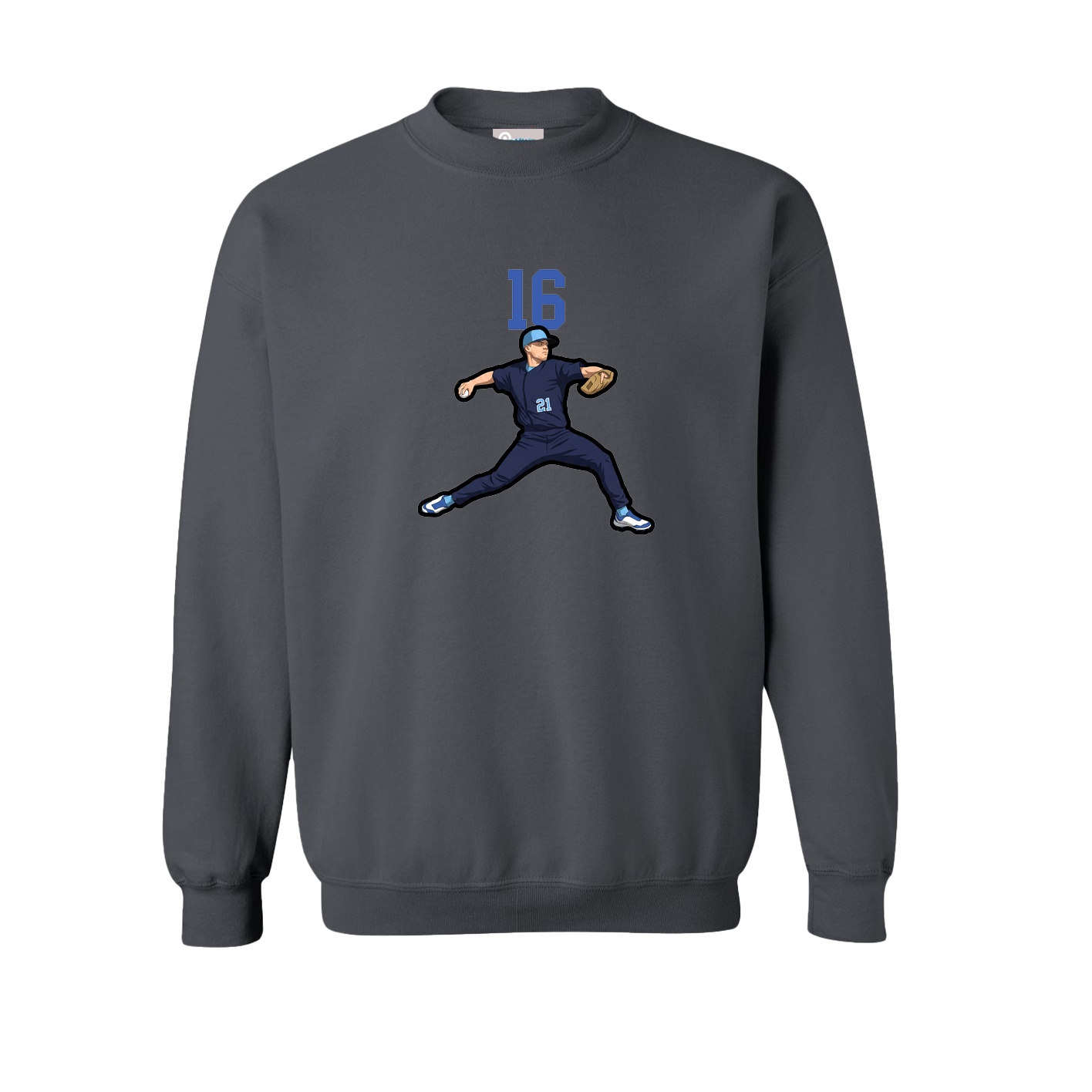 Fleece Crew — Number Top in Grey