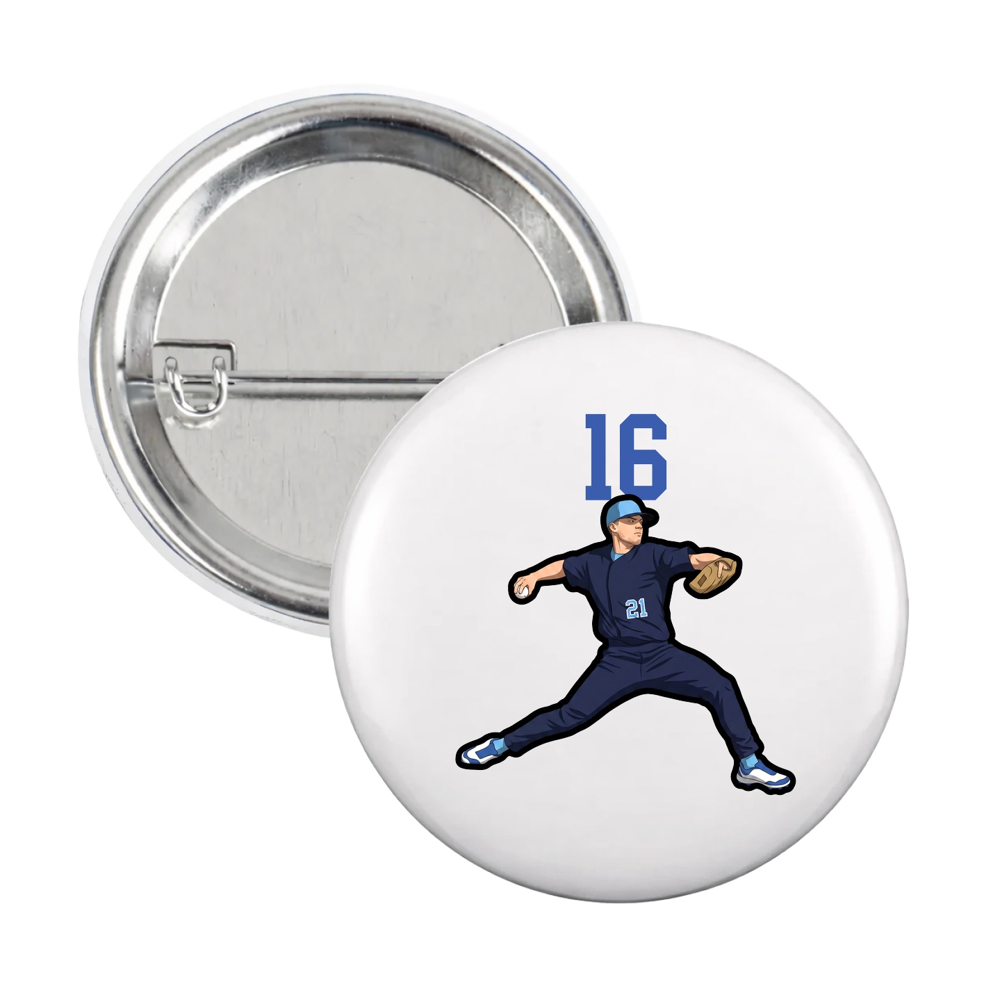 Game Day Button — Number Top in White