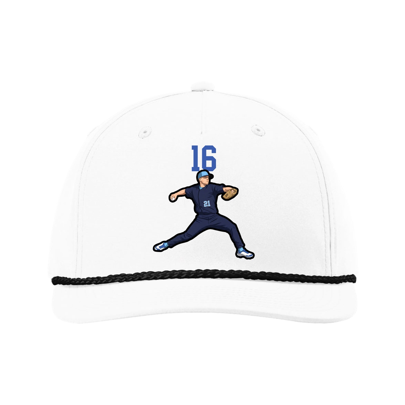 Five-Panel Classic Rope Cap — Number Top in White