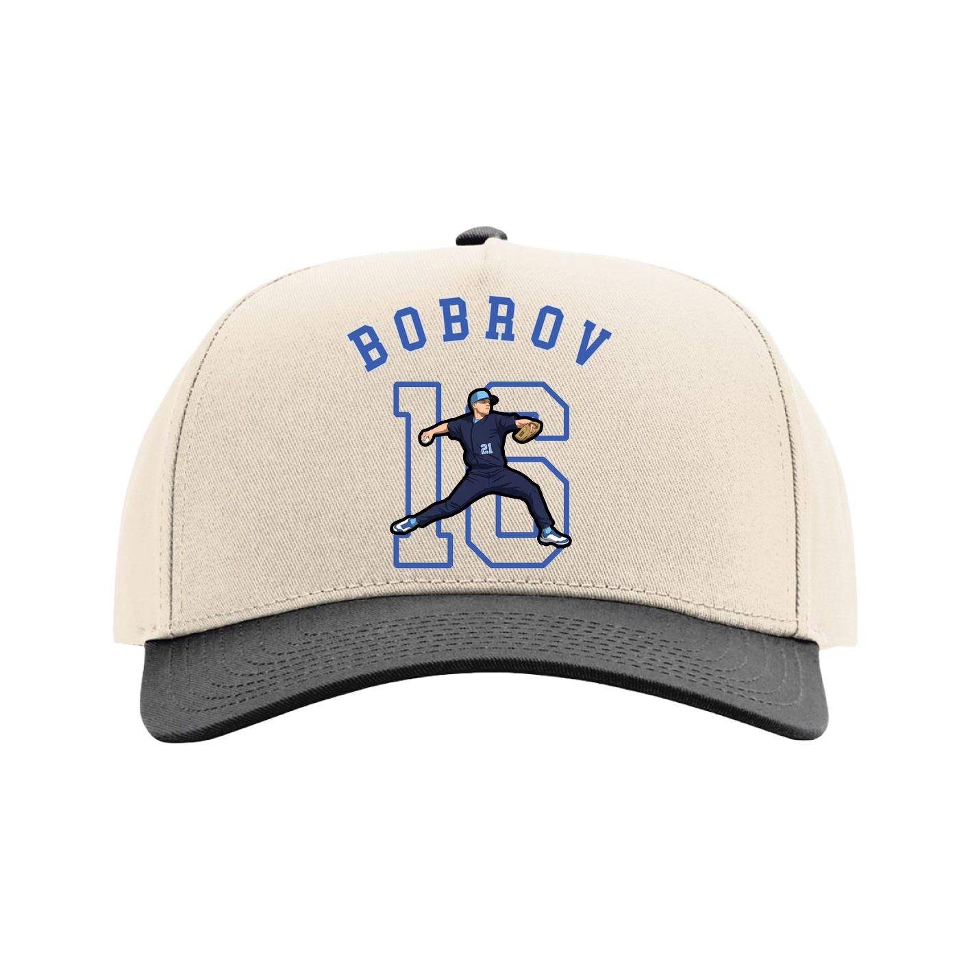 Full Fabric Five-Panel Champ Cap — Shirsey Arch in Cream/Black