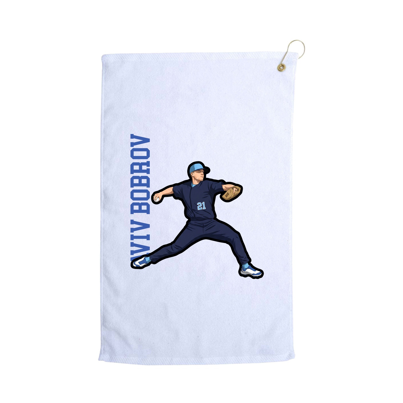 Golf Towel — Name Vertical in White