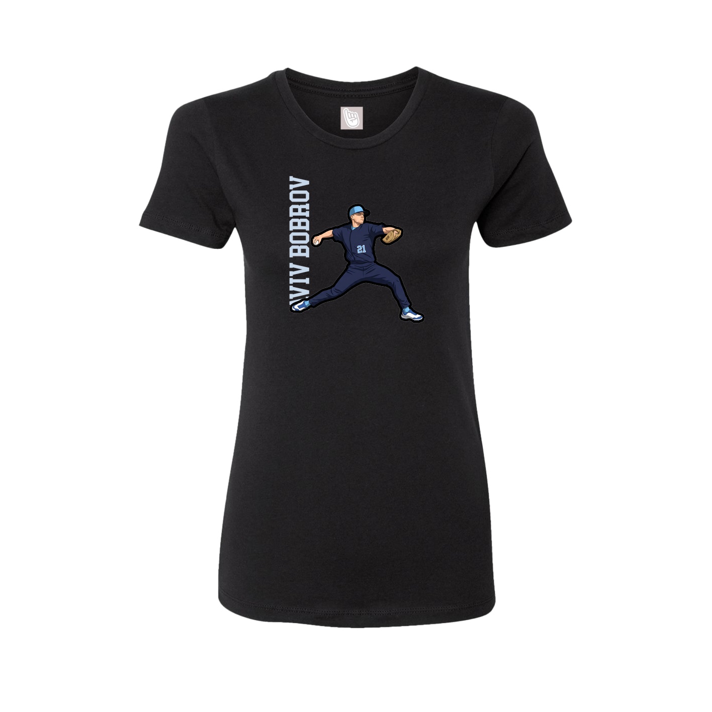 Womens Tee — Name Vertical in Black