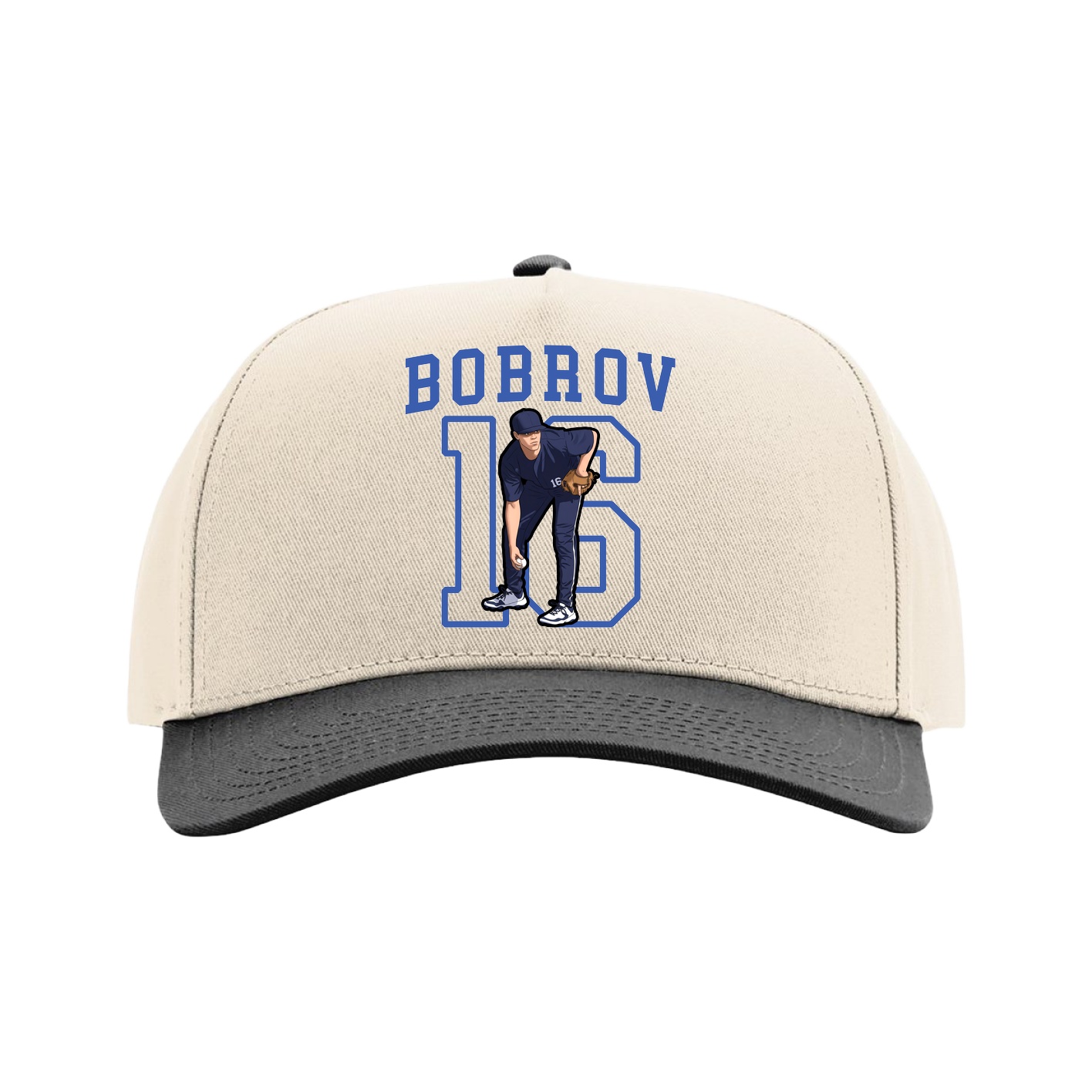 Full Fabric Five-Panel Champ Cap — Shirsey in Cream/Black