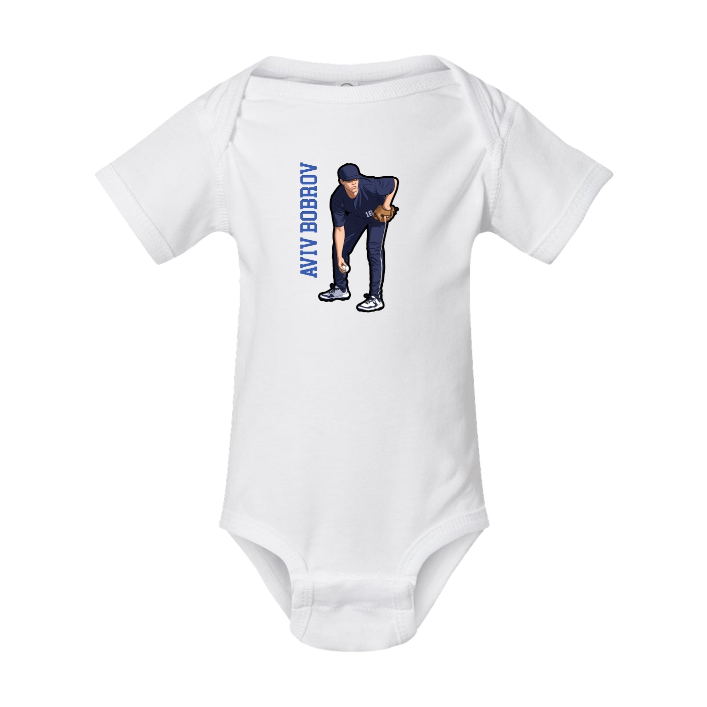 Baby Onesie — Name Vertical in White