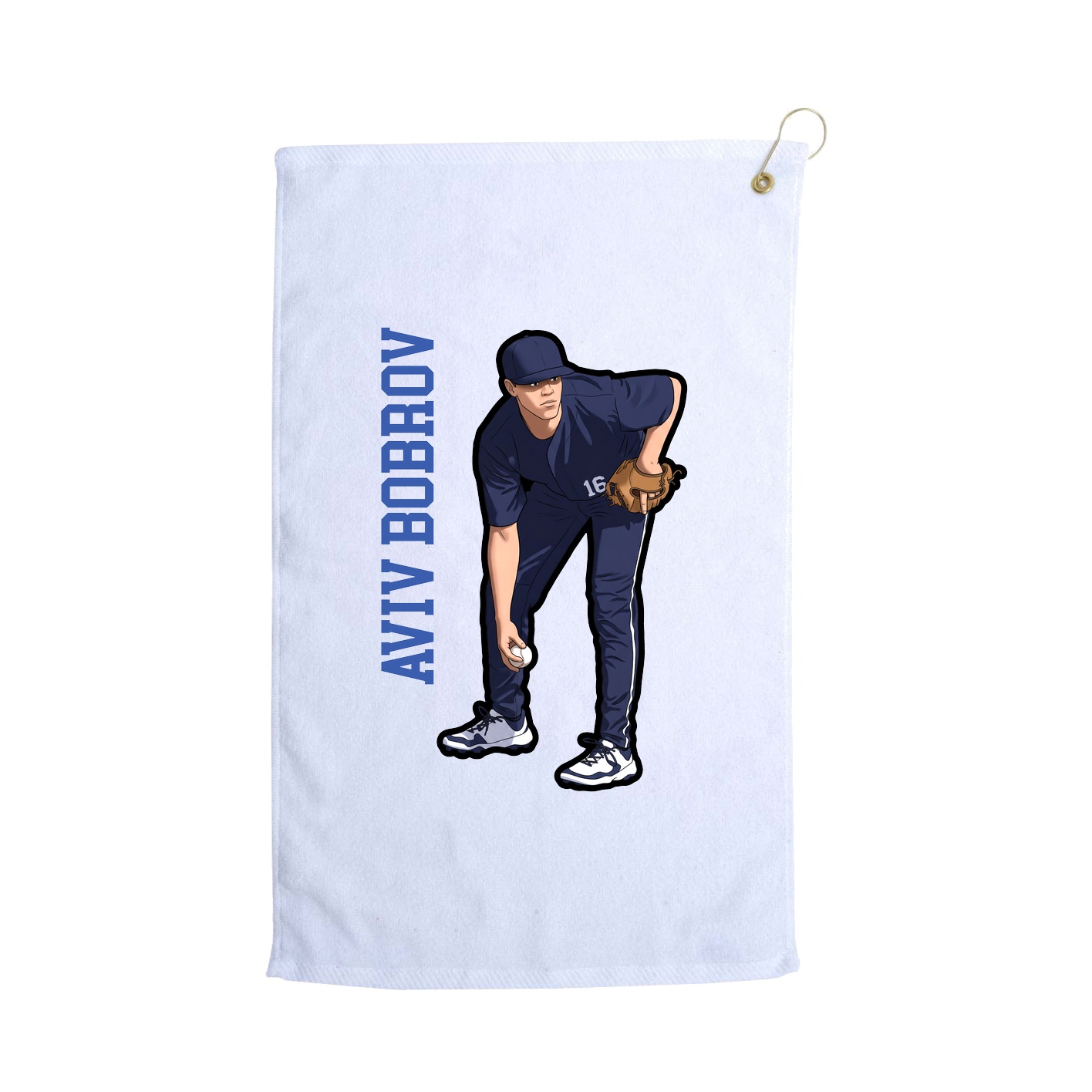 Golf Towel — Name Vertical in White