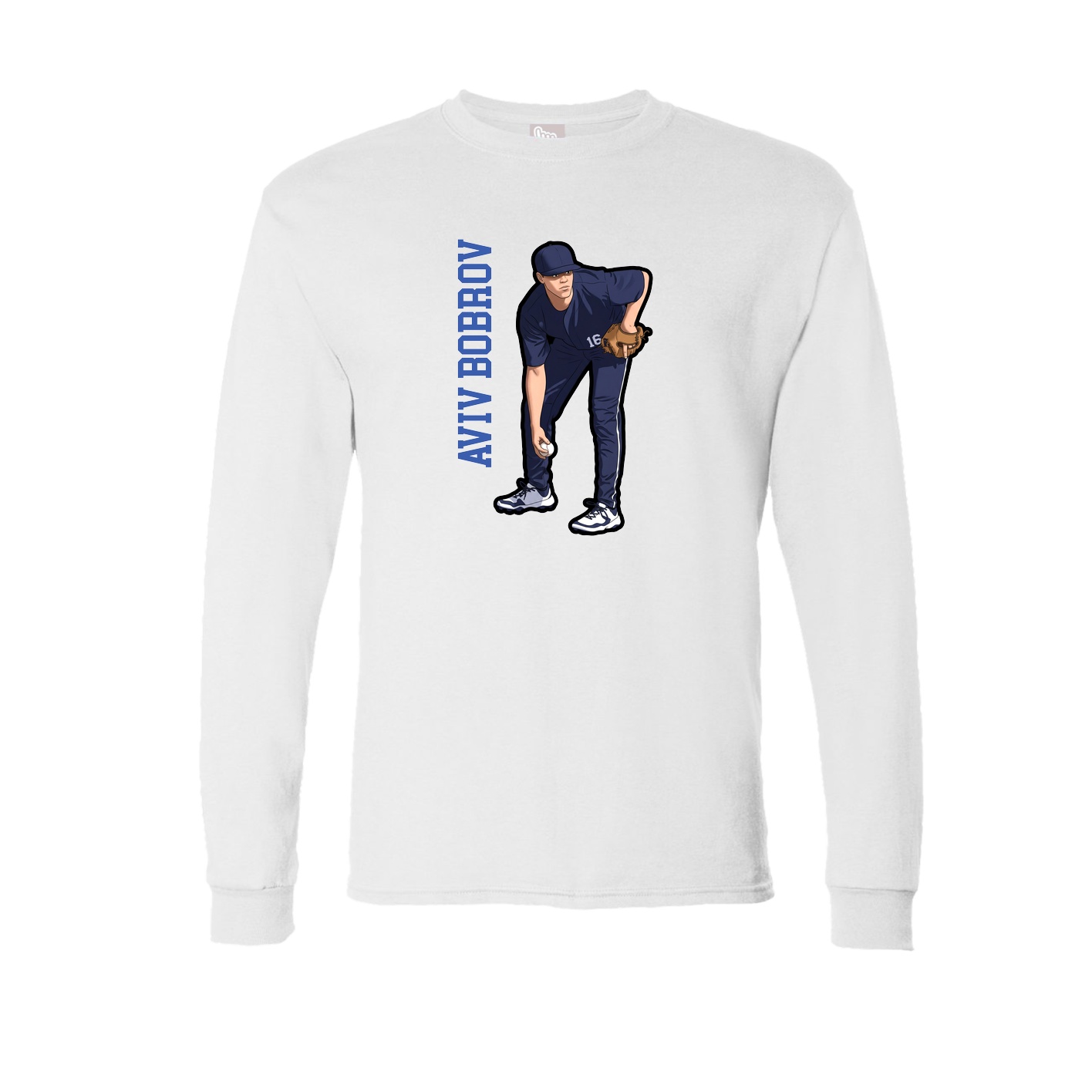 Long Sleeve Tee — Name Vertical in White
