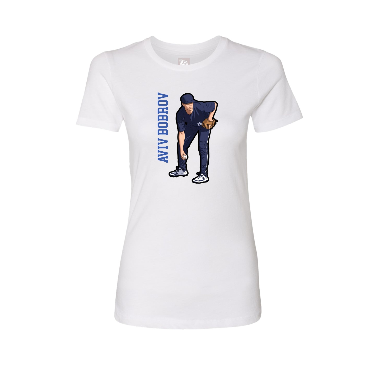 Womens Tee — Name Vertical in White