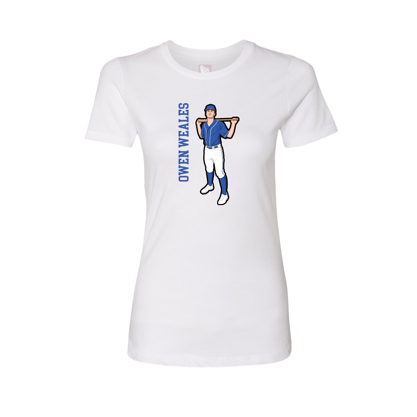 Fitted Women's Tee — Name Vertical in White