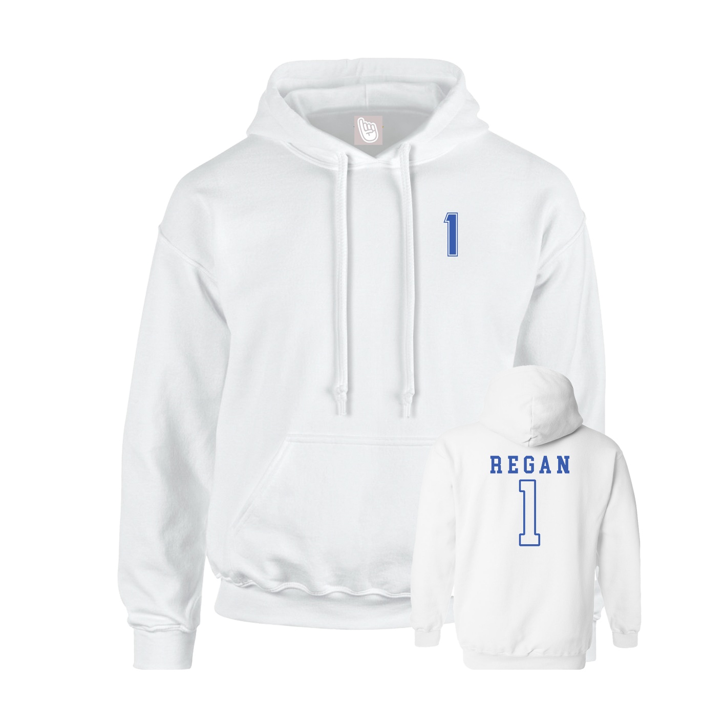 Youth Hoodie — Chest Back in White
