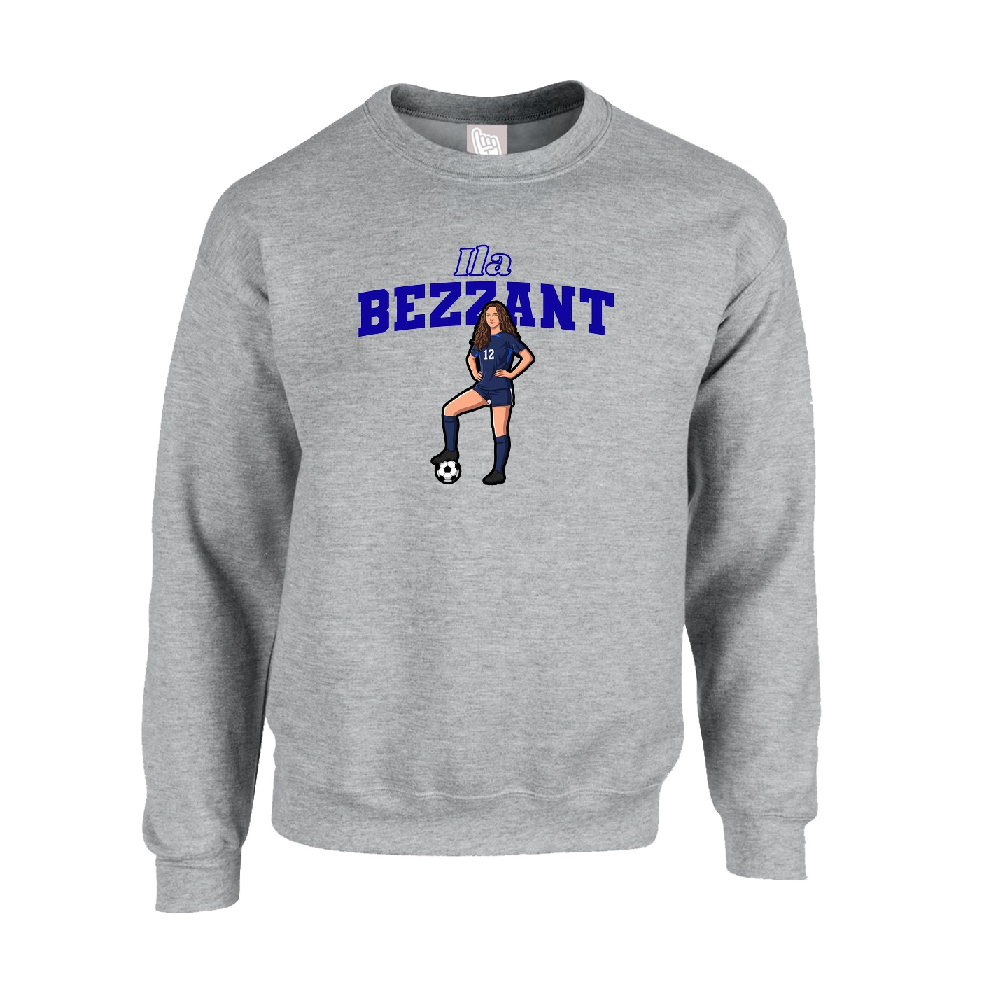 Fleece Crew — Name Arch in Grey