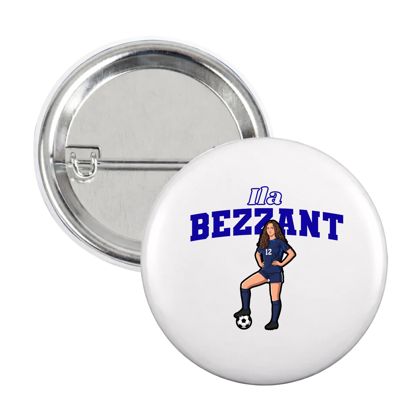 Game Day Button — Name Arch in White