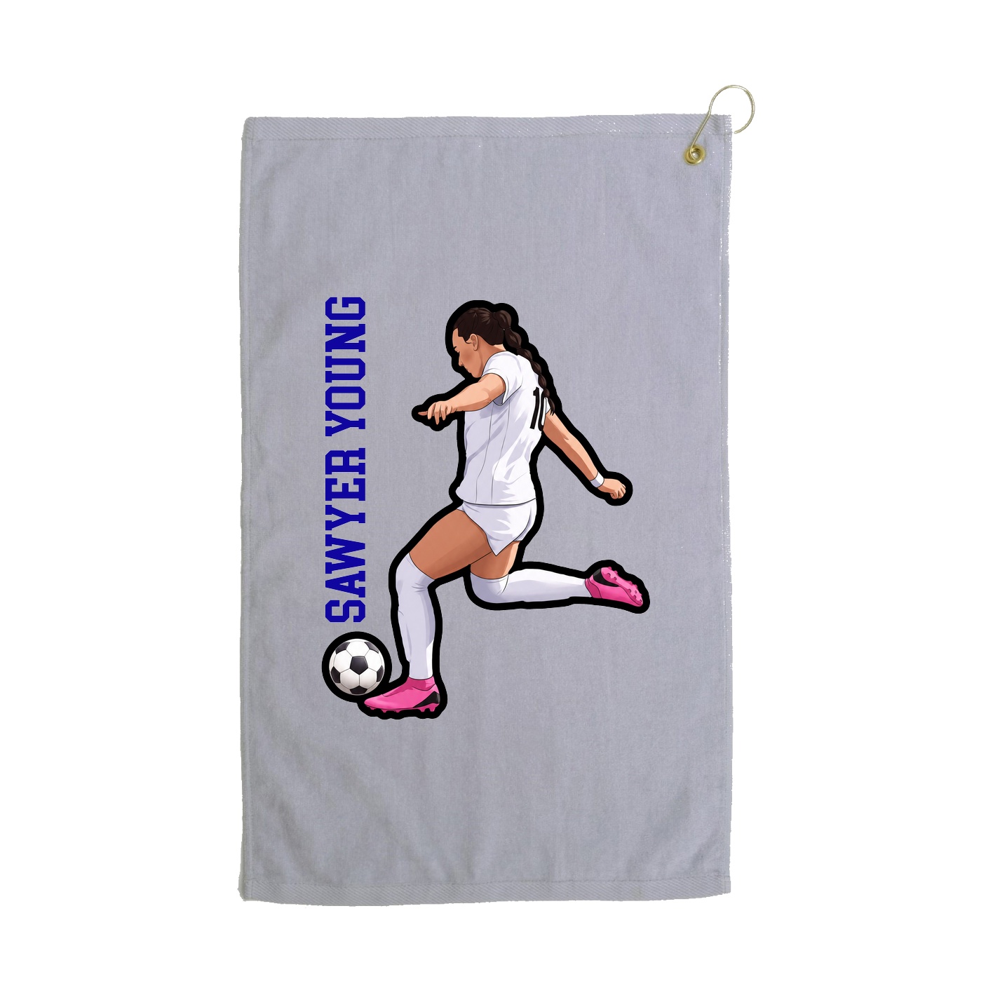 Golf Towel — Name Vertical in Grey
