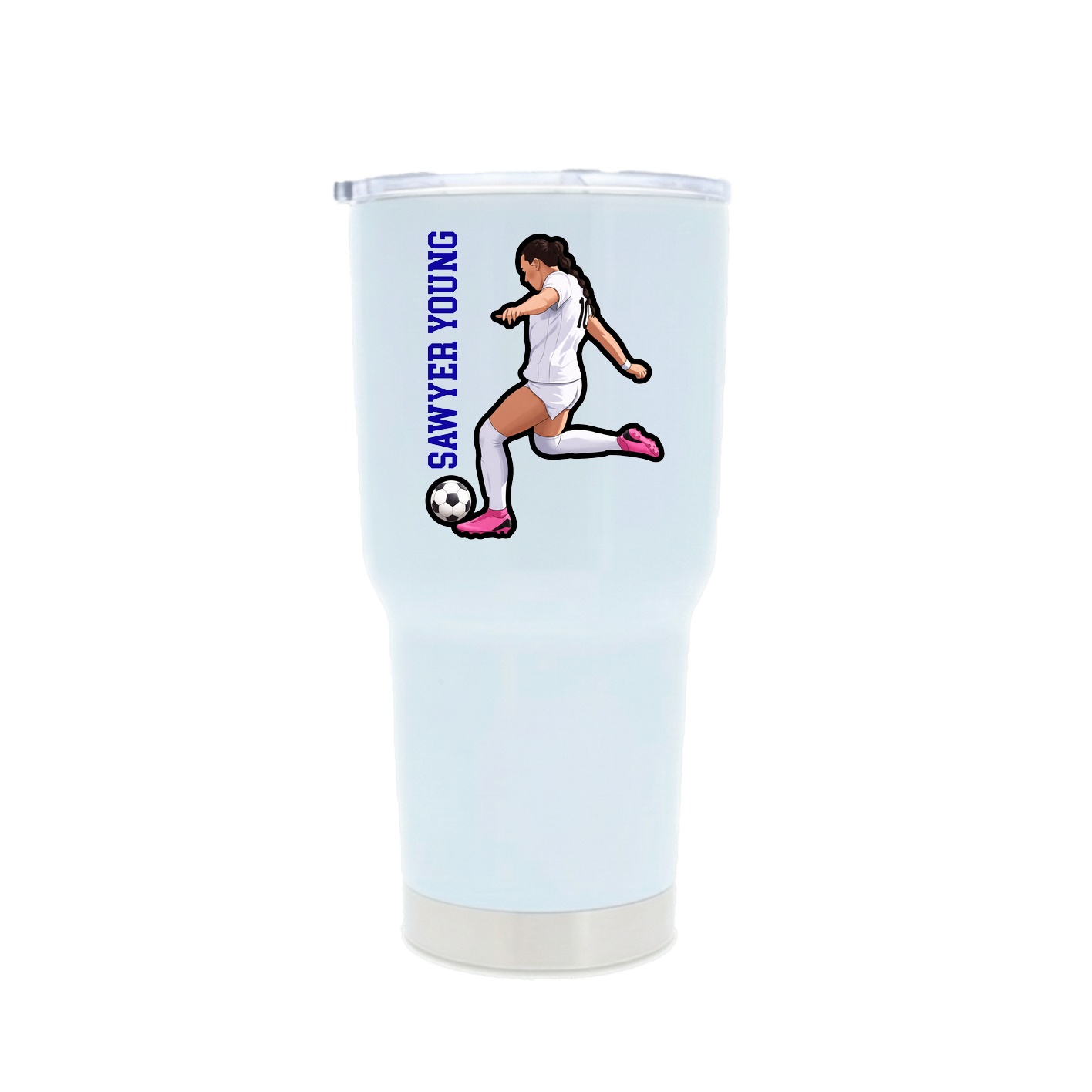 30oz Stainless Steel Tumbler — Name Vertical in White