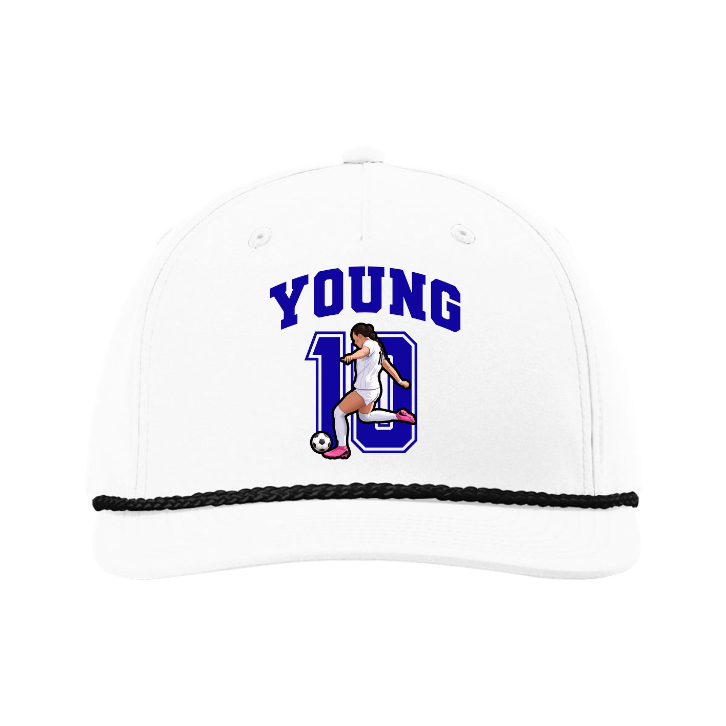 Five-Panel Classic Rope Cap — Number in White