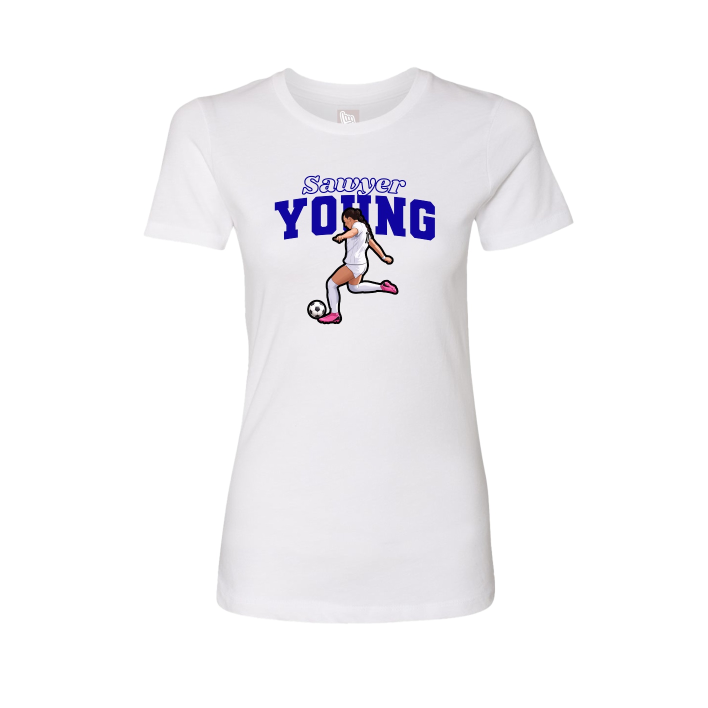 Fitted Women's Tee — Name Arch in White