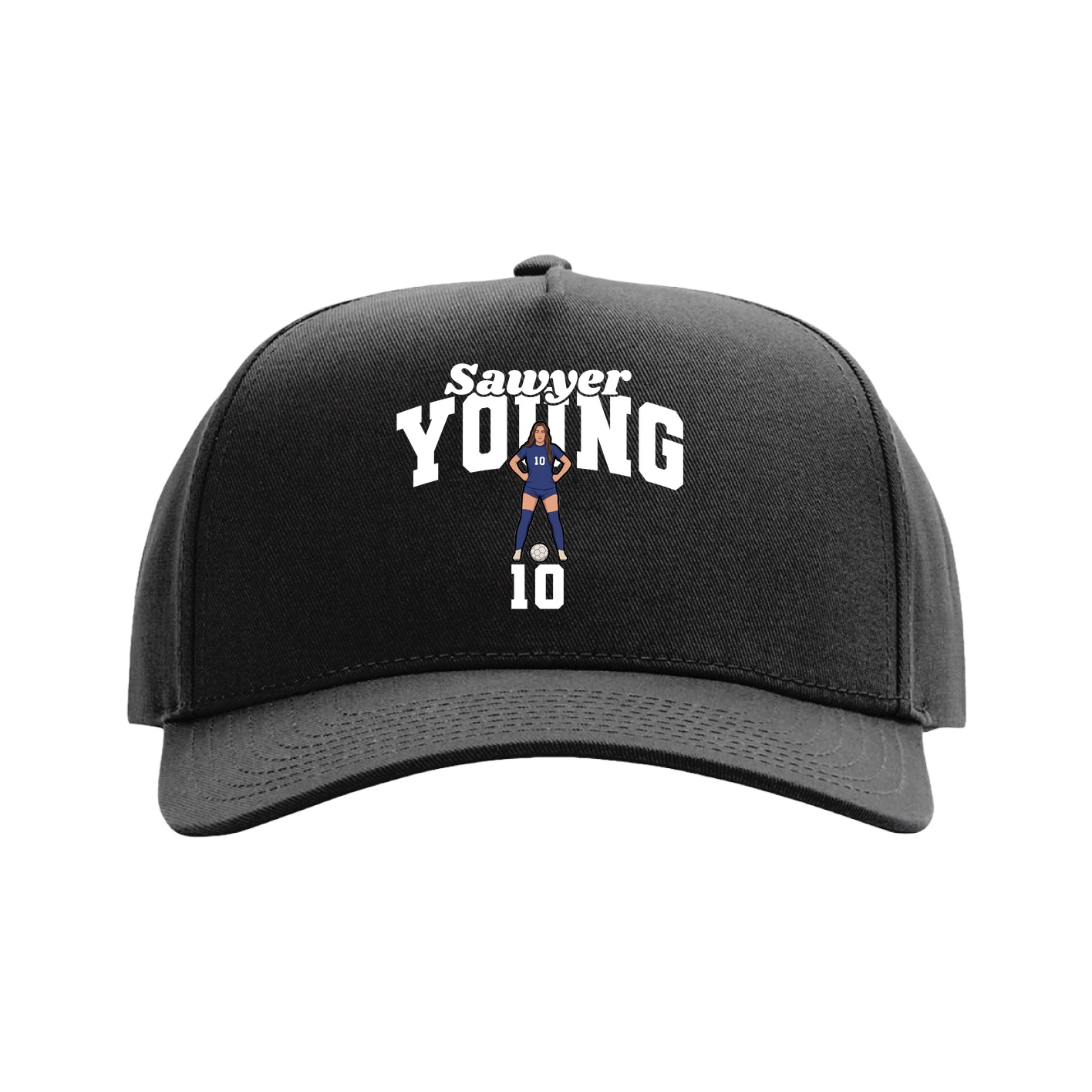 Full Fabric Five-Panel Champ Cap — Signature Arch in Black