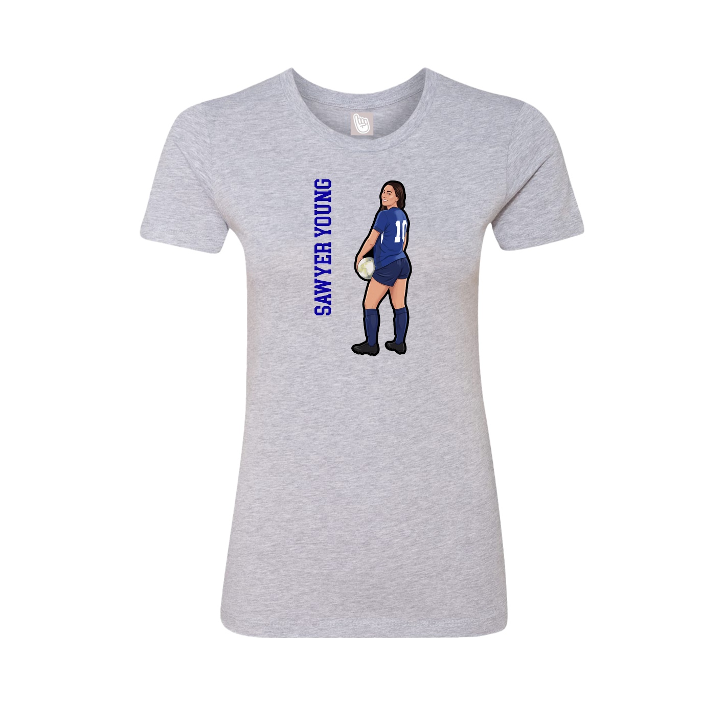 Fitted Women's Tee — Name Vertical in Grey
