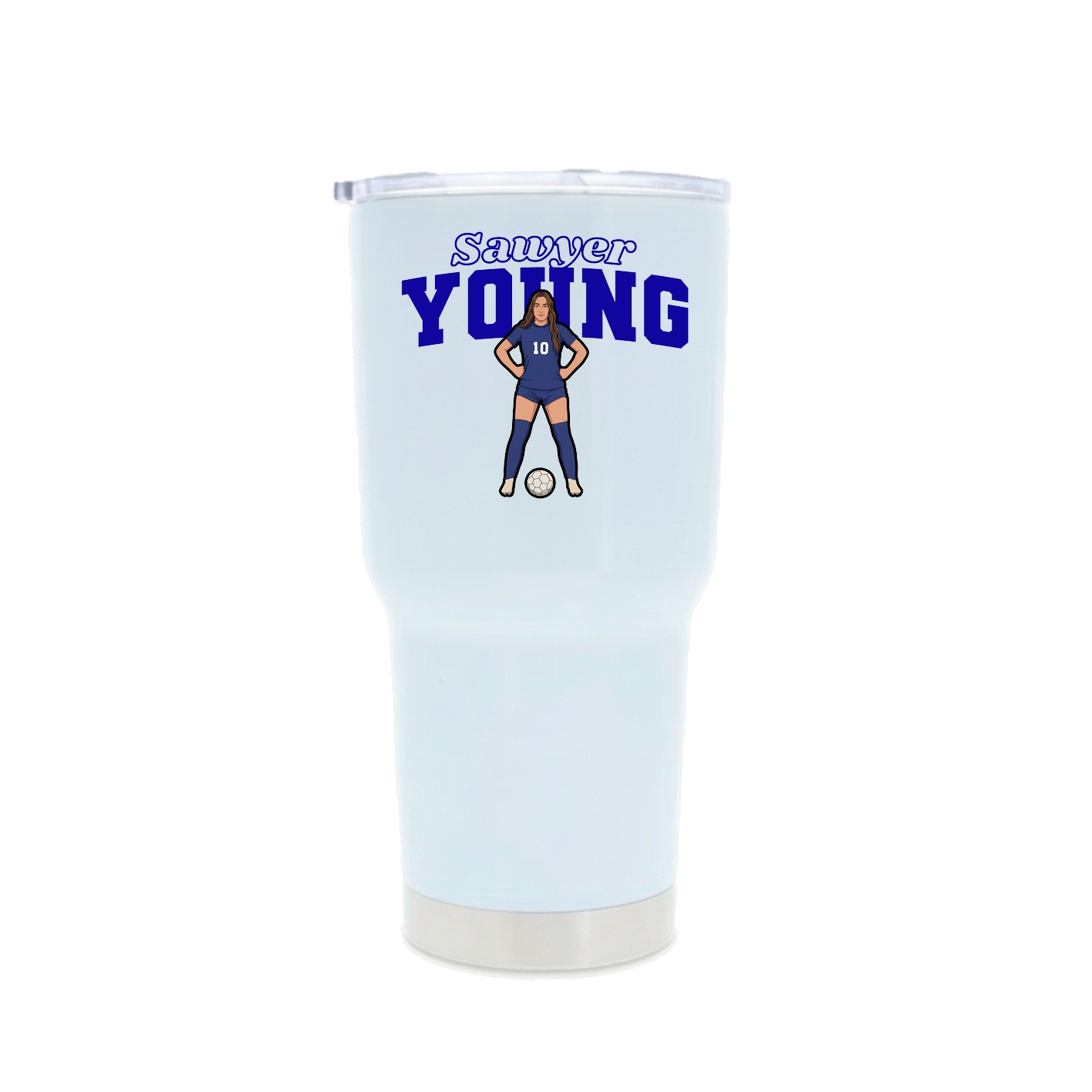 30oz Stainless Steel Tumbler — Name Arch in White