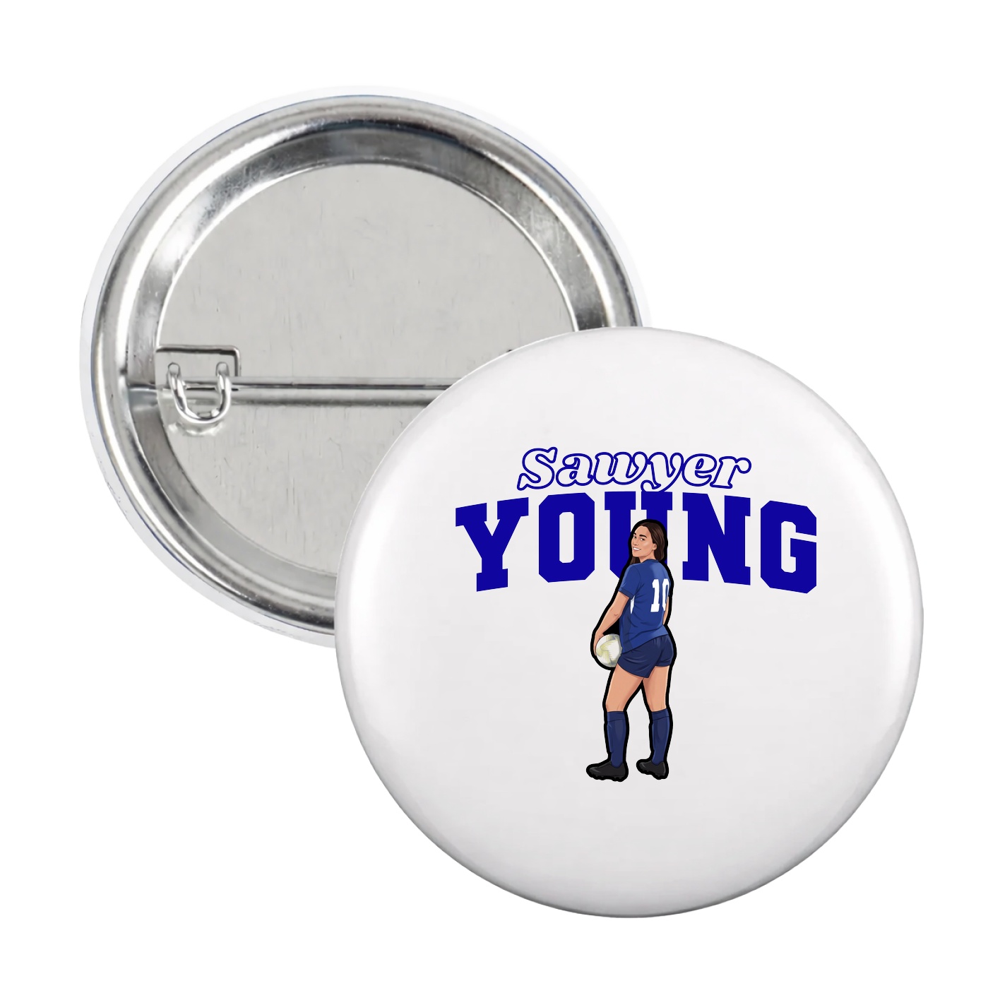 Game Day Button — Name Arch in White
