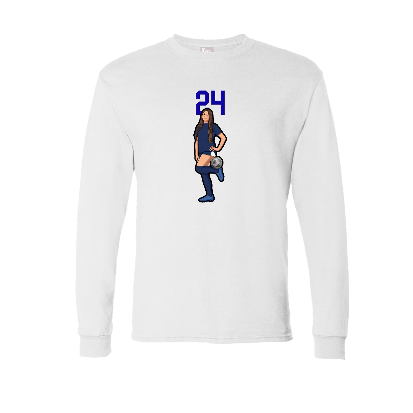 Long Sleeve Tee — Number Top in White