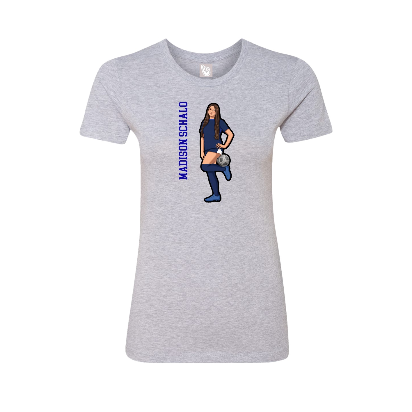 Fitted Women's Tee — Name Vertical in Grey