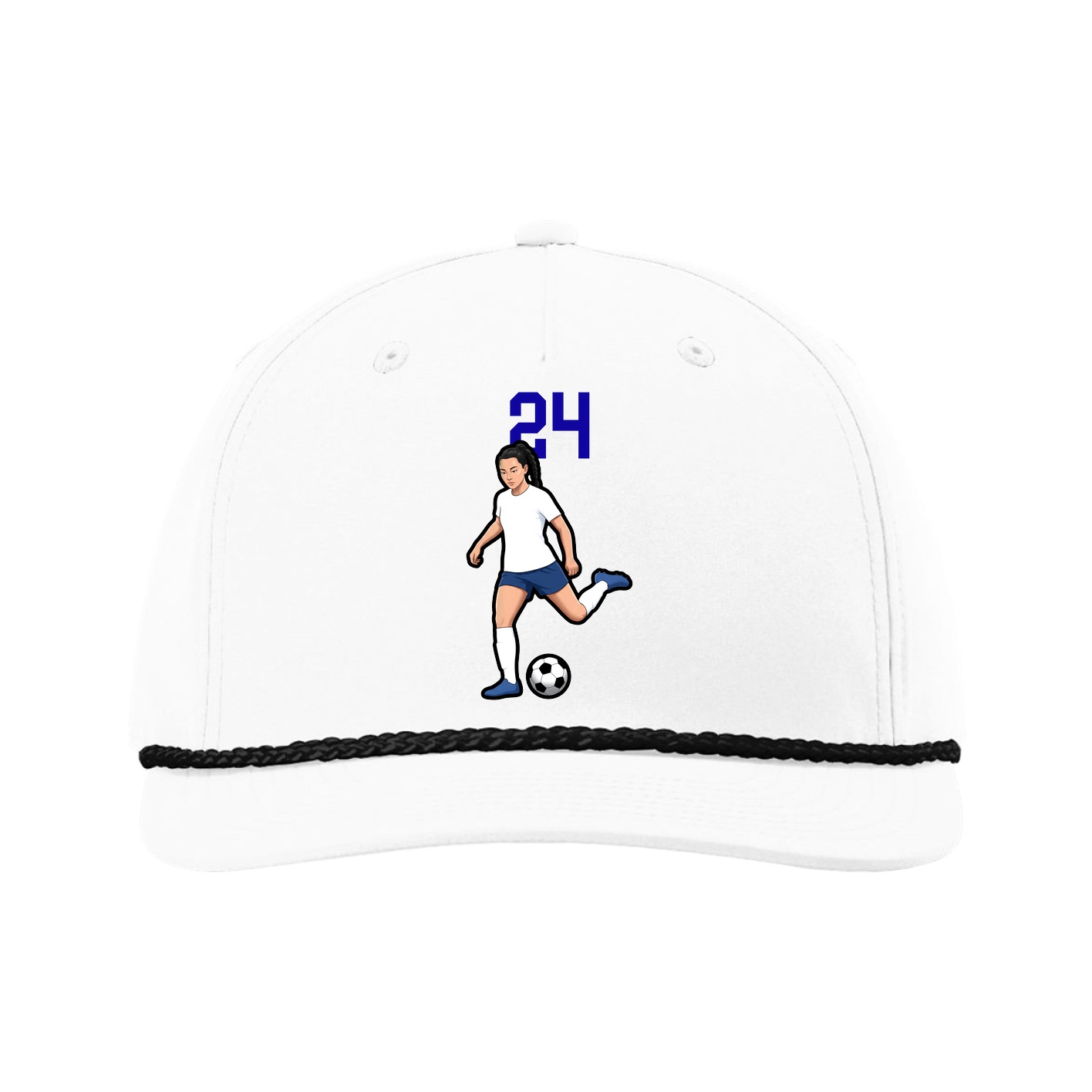 Five-Panel Classic Rope Cap — Number Top in White