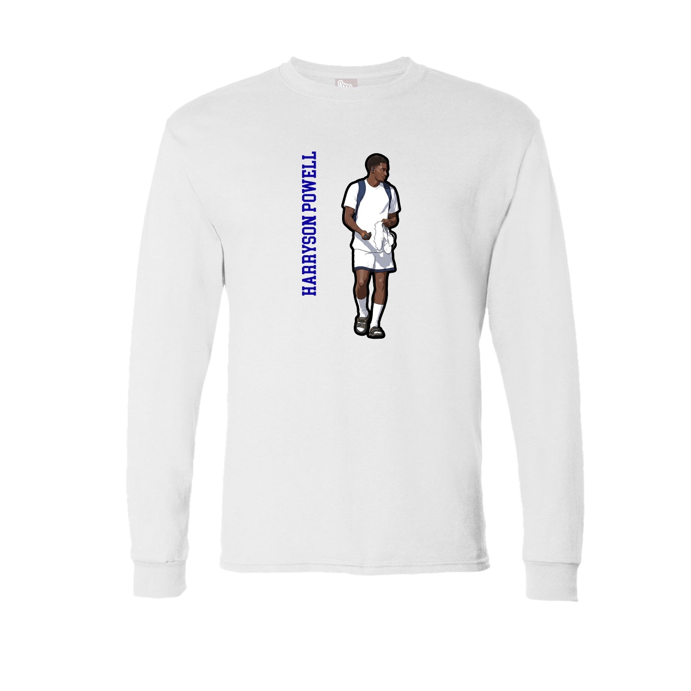 Long Sleeve Tee — Name Vertical in White