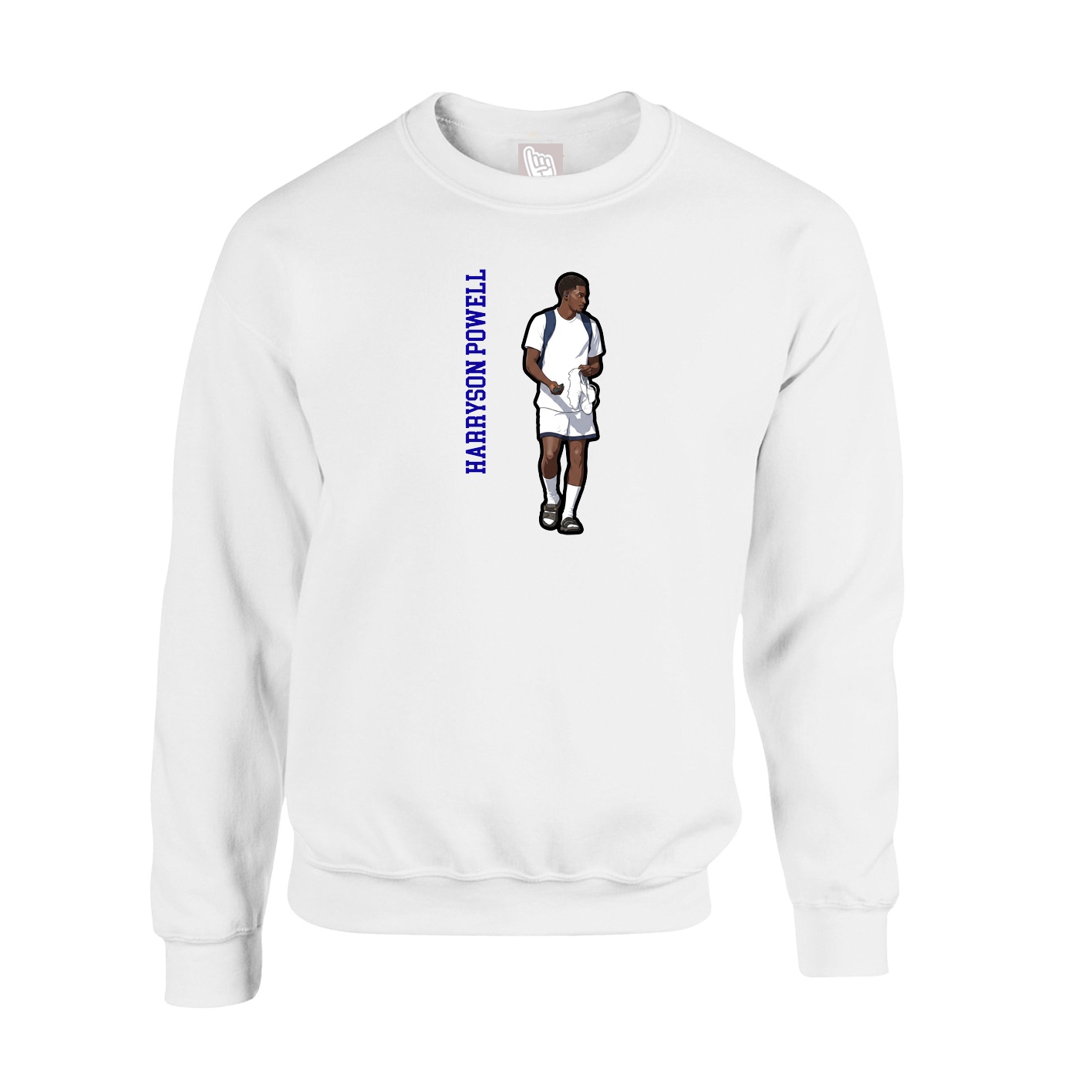 Fleece Crew — Name Vertical in White