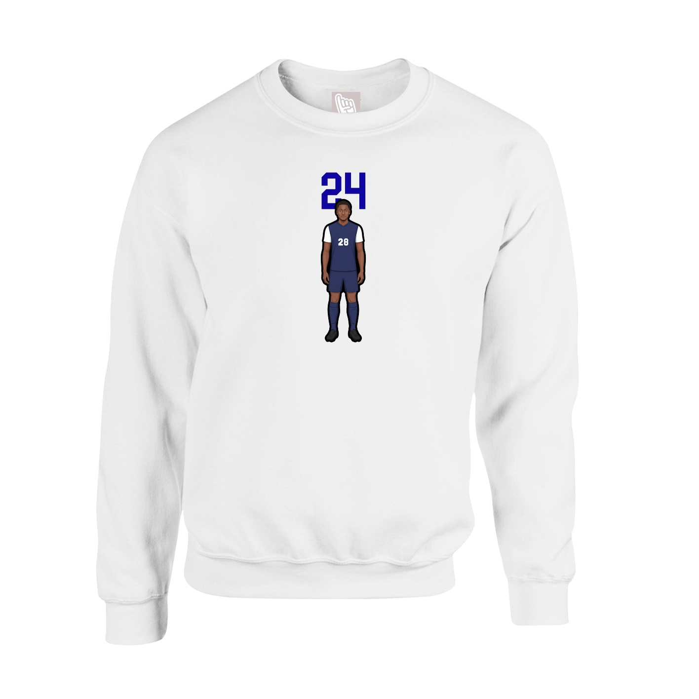 Fleece Crew — Number Top in White