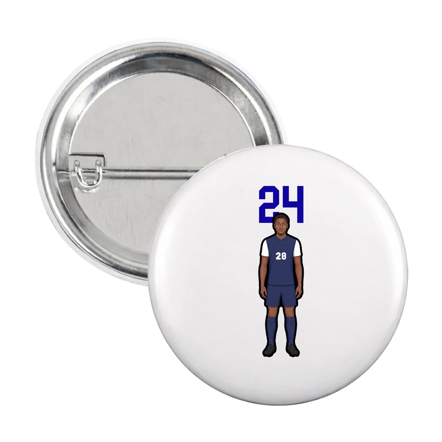 Game Day Button — Number Top in White