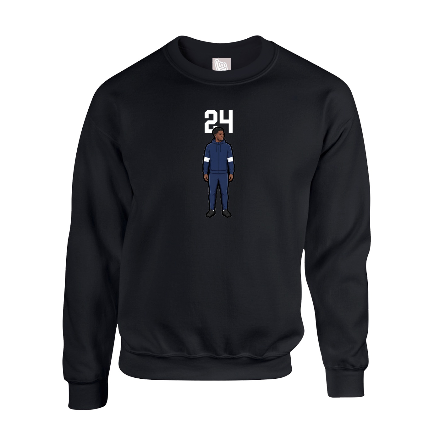 Fleece Crew — Number Top in Black