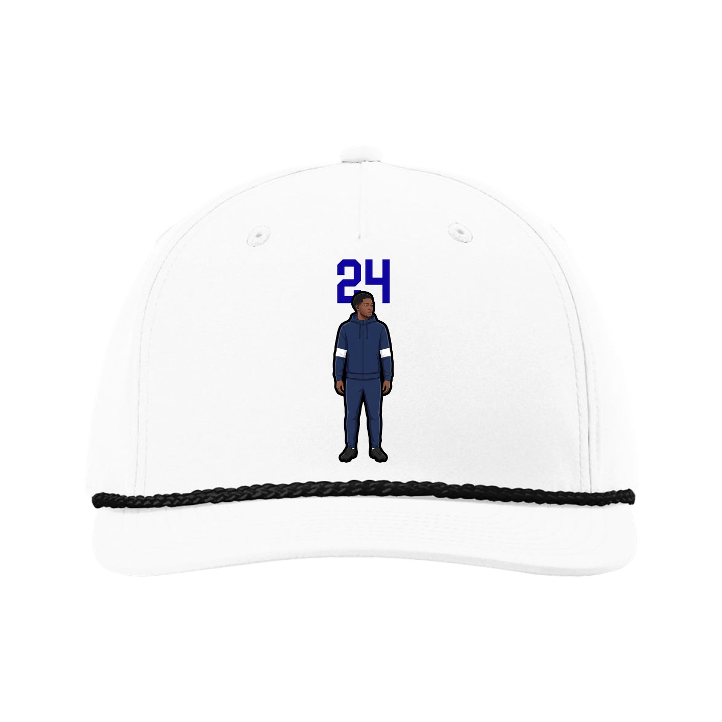 Five-Panel Classic Rope Cap — Number Top in White