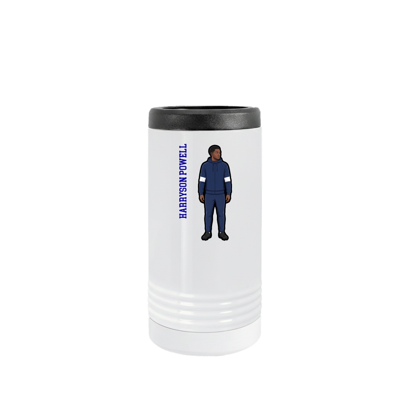 Slim Beverage Holder — Name Vertical in White