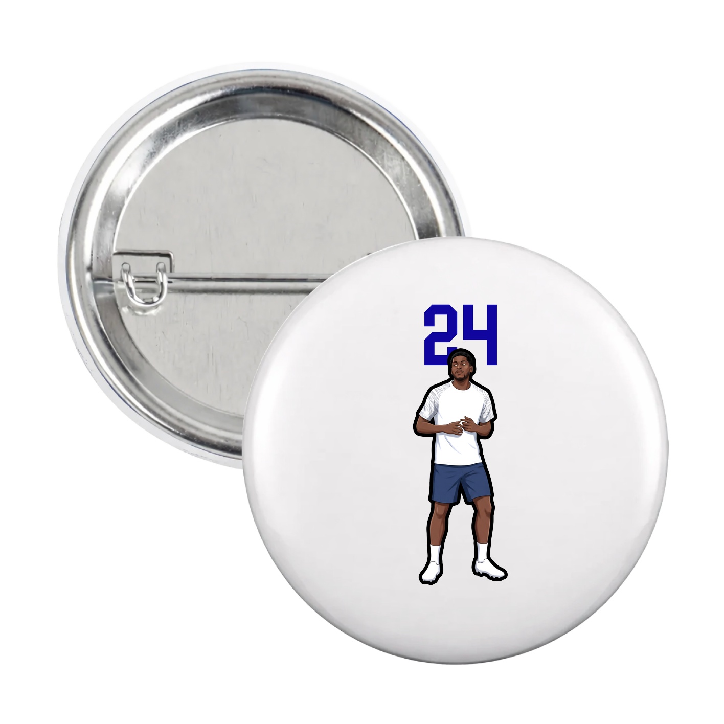Game Day Button — Number Top in White