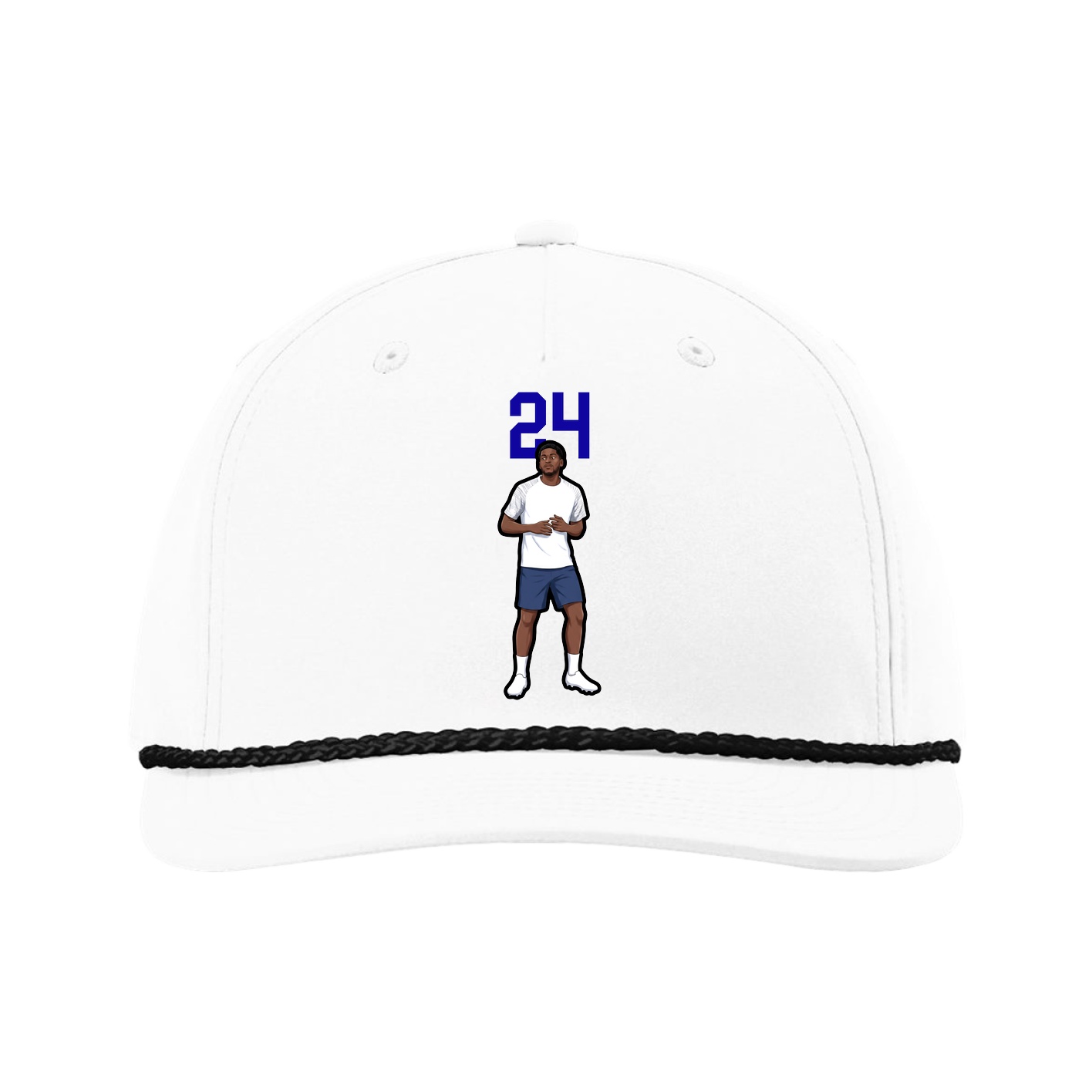 Five-Panel Classic Rope Cap — Number Top in White