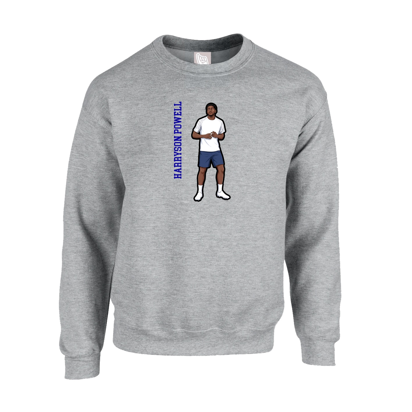 Fleece Crew — Name Vertical in Grey