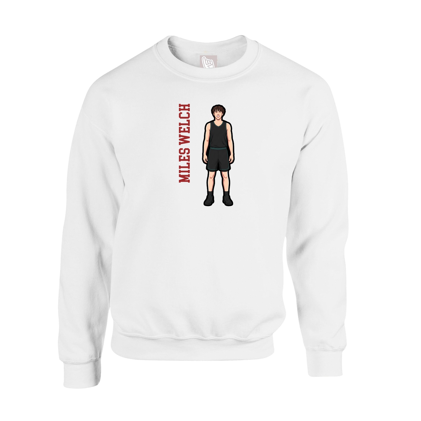 Fleece Crew — Name Vertical in White