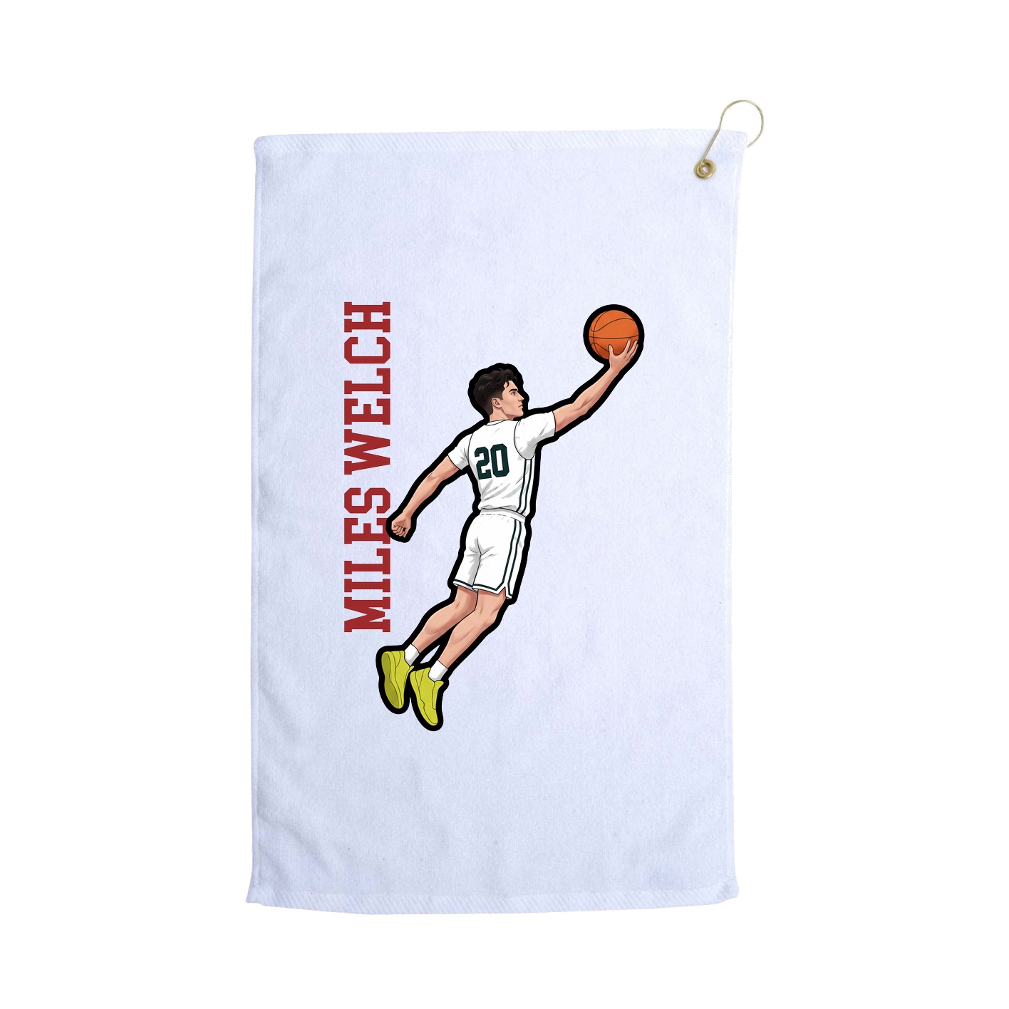 Golf Towel — Name Vertical in White
