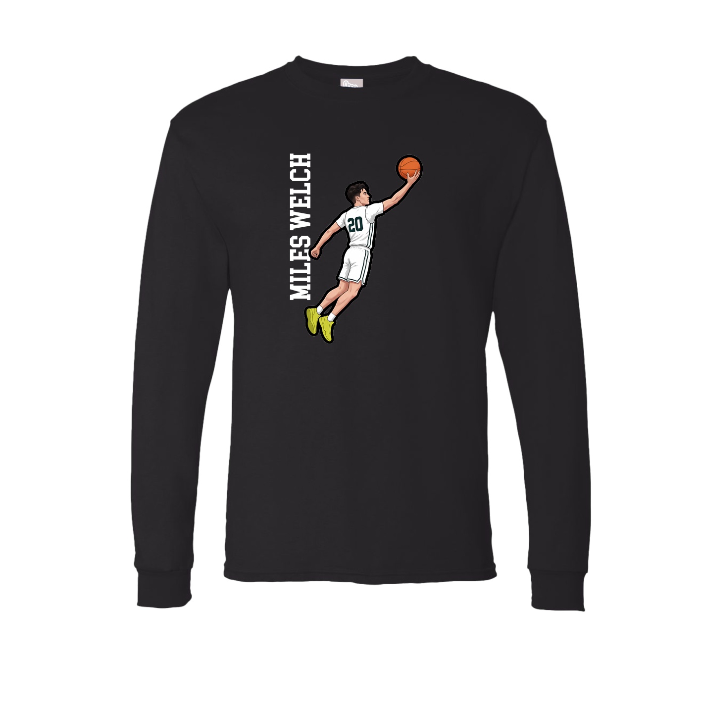 Long Sleeve Tee — Name Vertical in Black