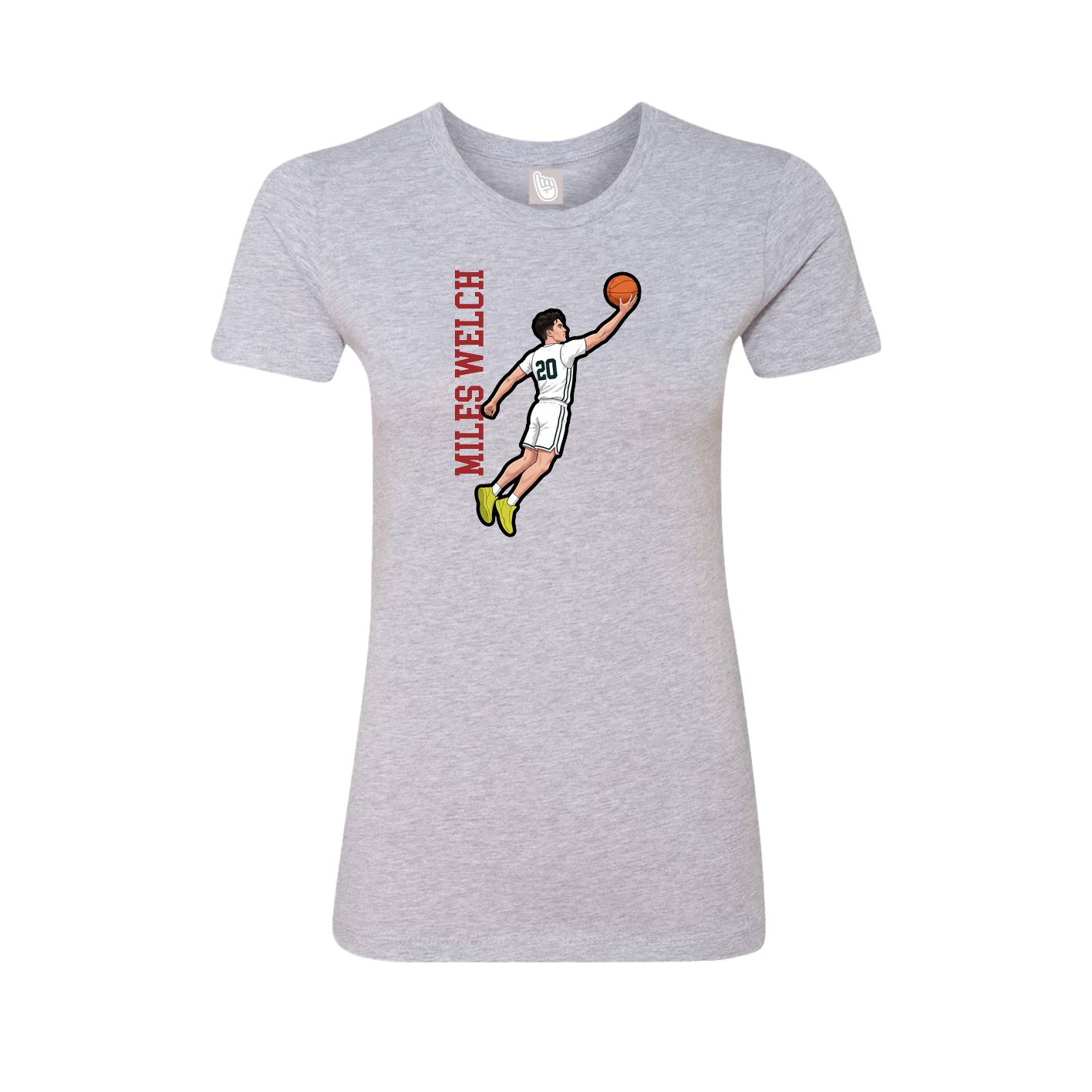 Fitted Women's Tee — Name Vertical in Grey