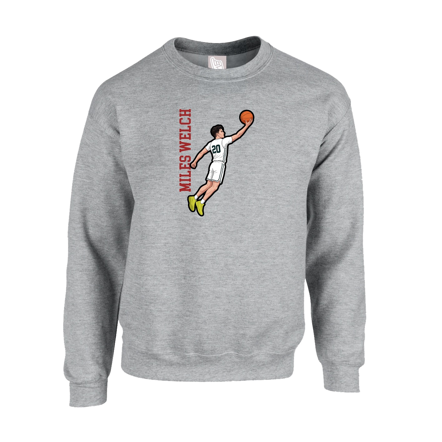 Fleece Crew — Name Vertical in Grey