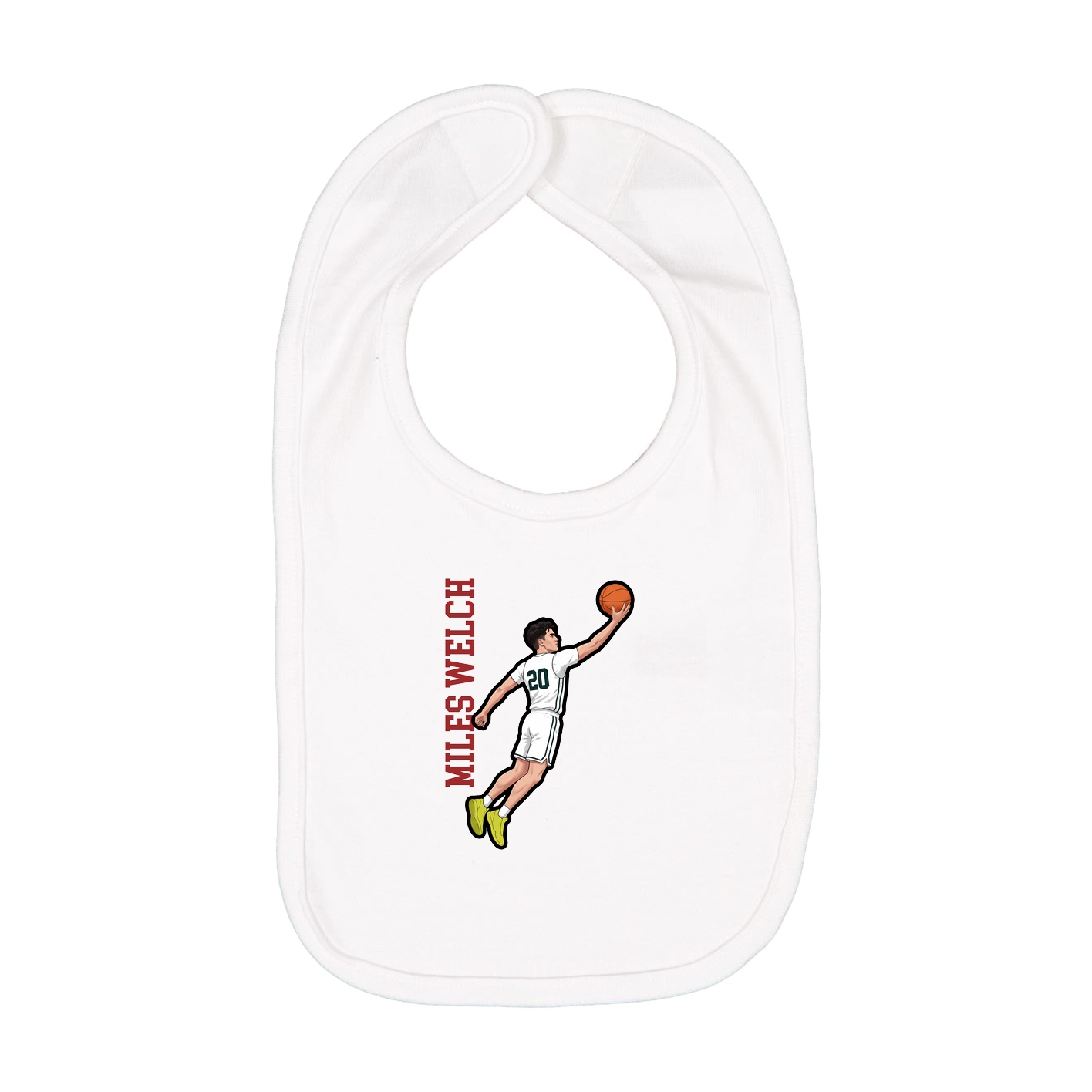 Infant Bib — Name Vertical in White