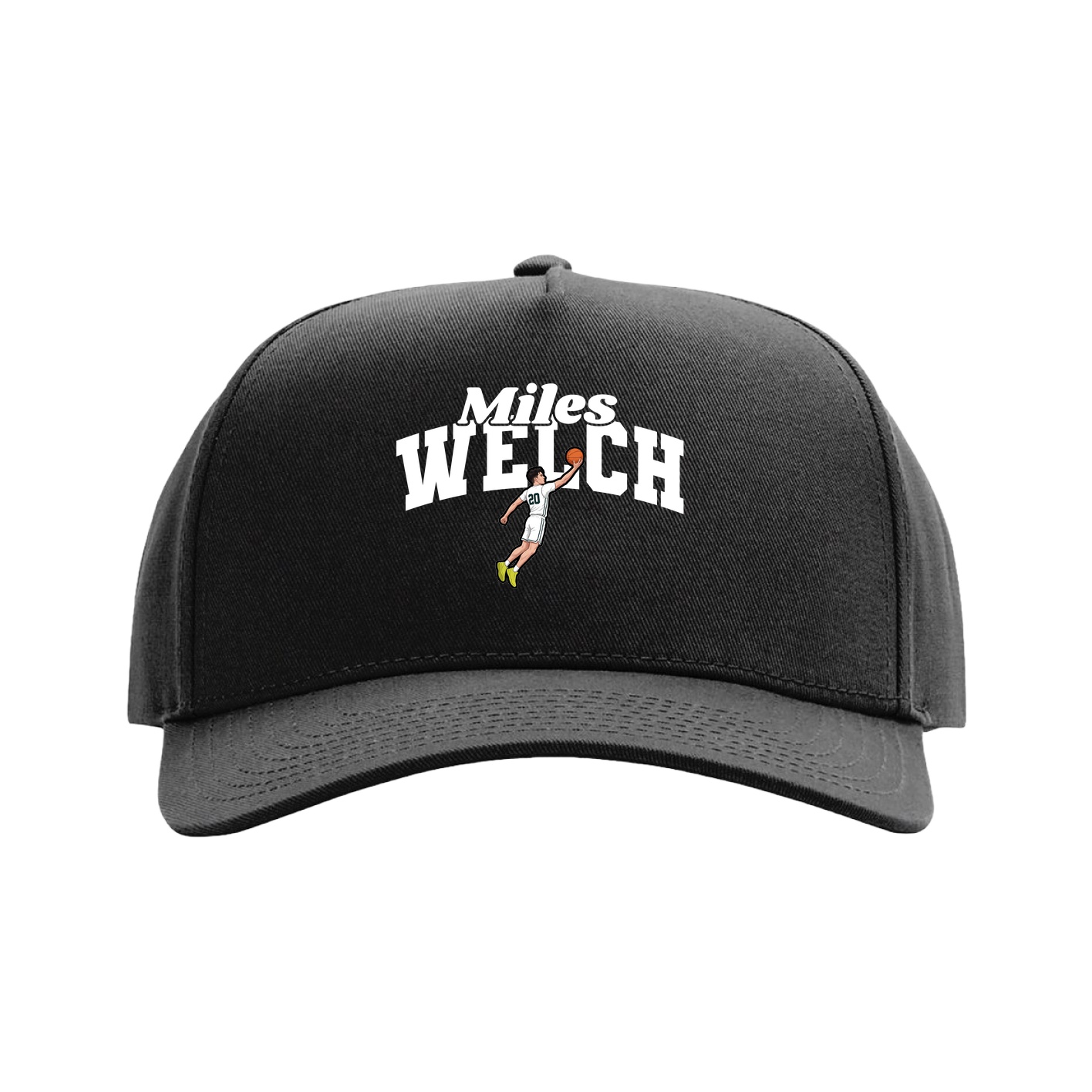 Full Fabric Five-Panel Champ Cap — Signature Arch in Black