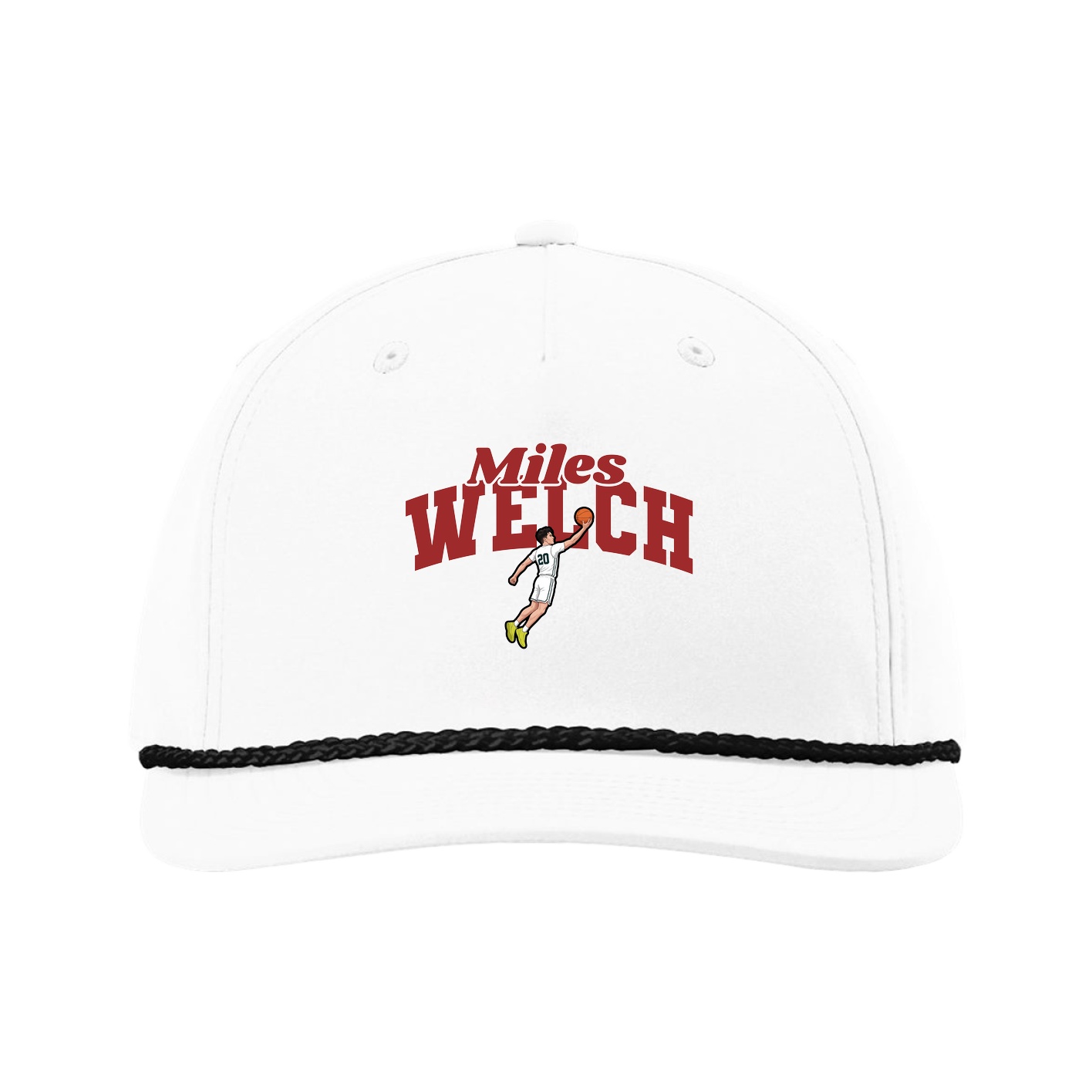 Five-Panel Classic Rope Cap — Signature Arch in White