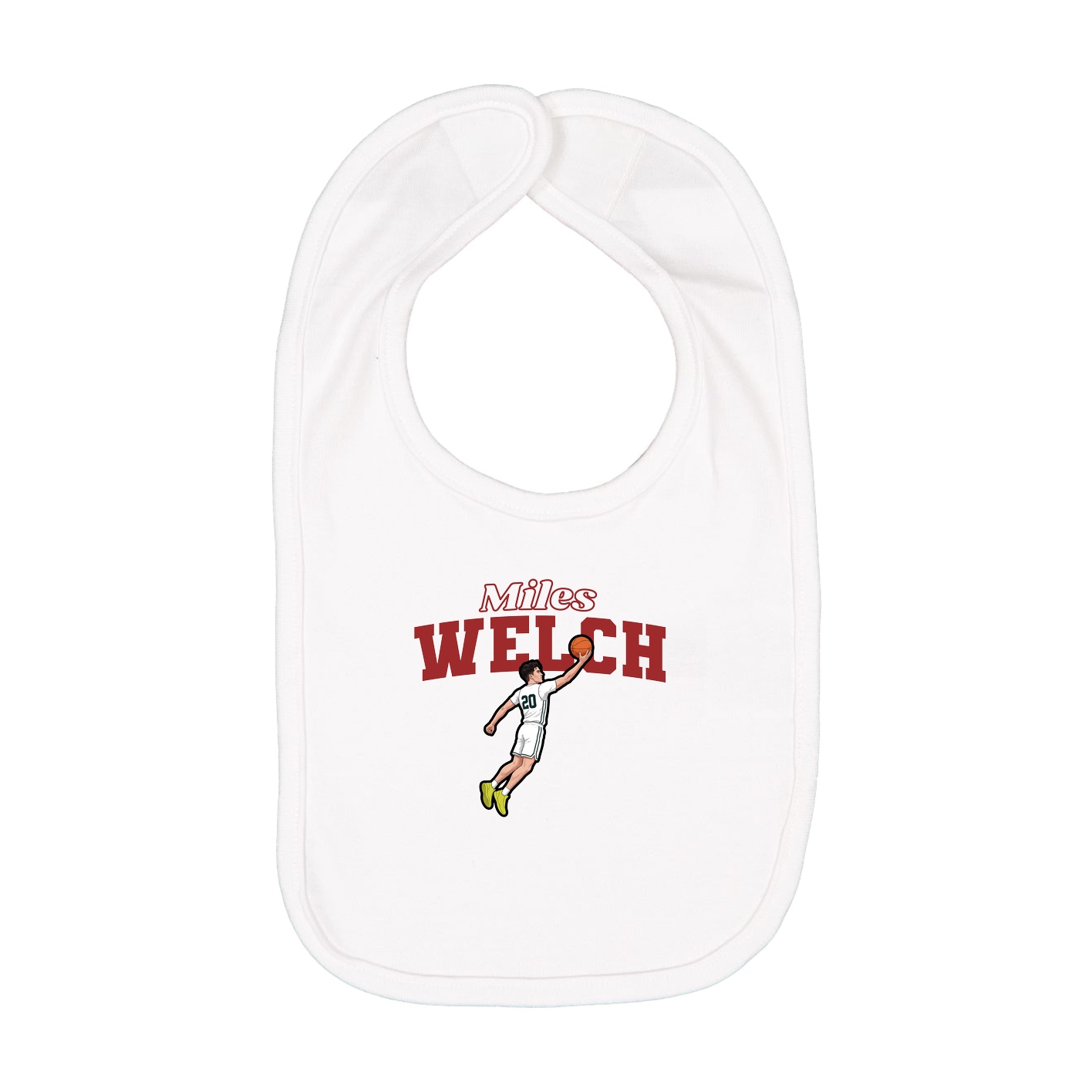 Infant Bib — Name Arch in White