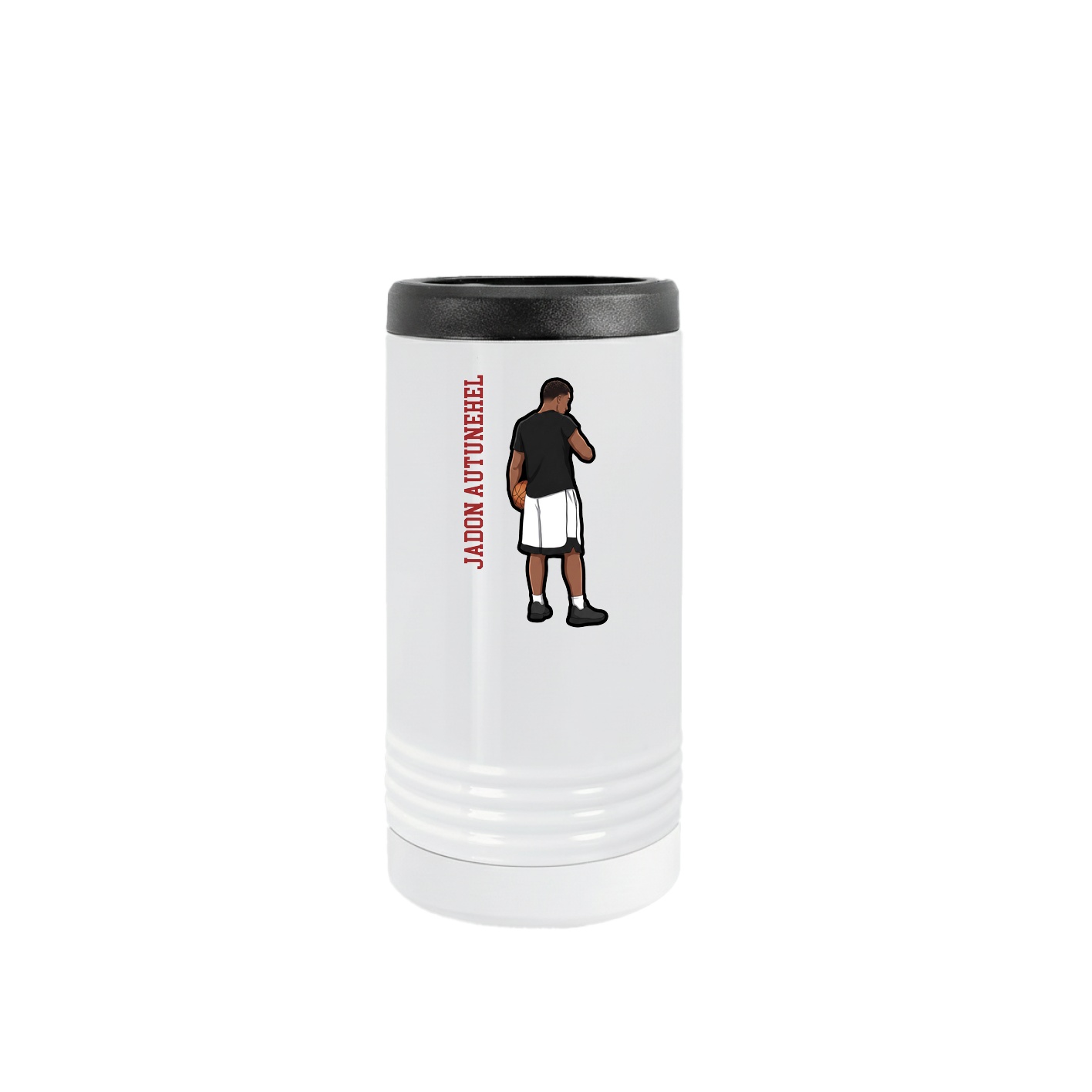 Slim Beverage Holder — Name Vertical in White
