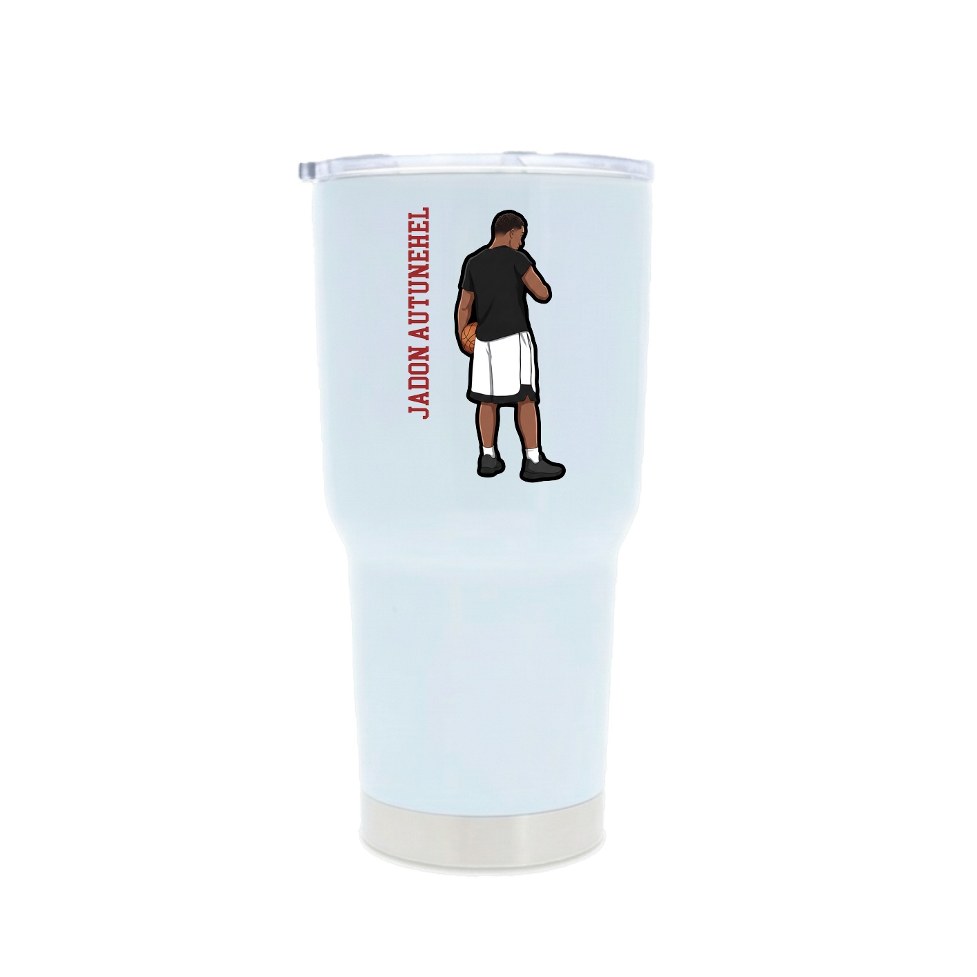 30oz Stainless Steel Tumbler — Name Vertical in White