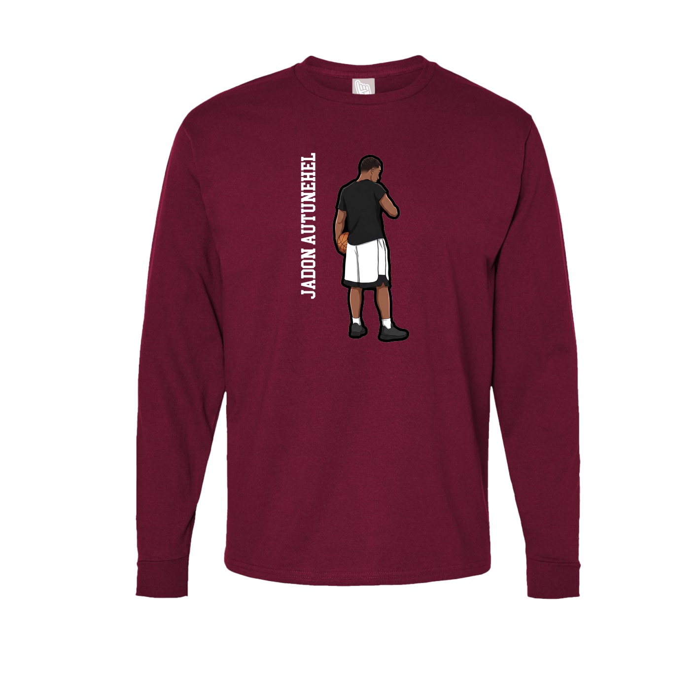 Long Sleeve Tee — Name Vertical in Cardinal
