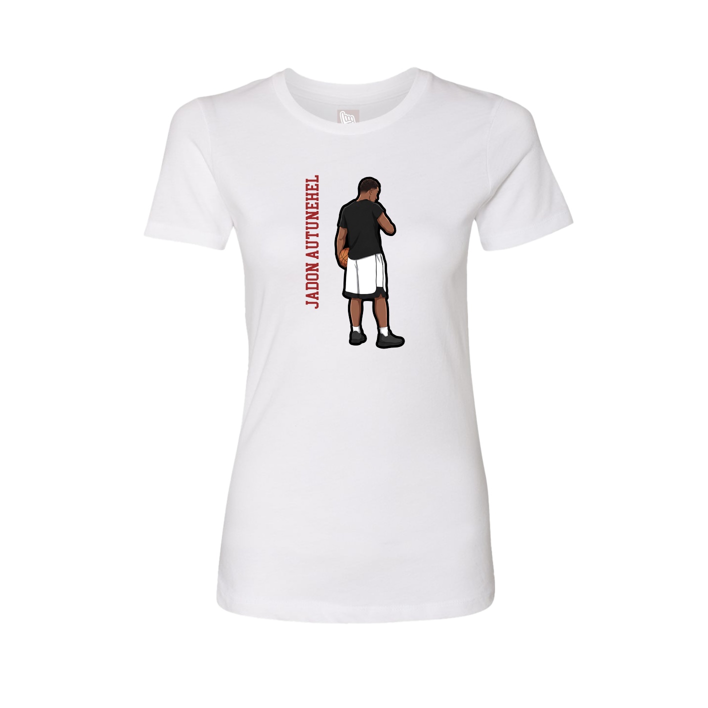 Fitted Women's Tee — Name Vertical in White